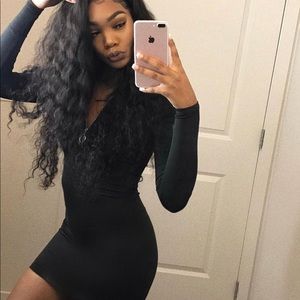 Black Zip Up Mini Dress